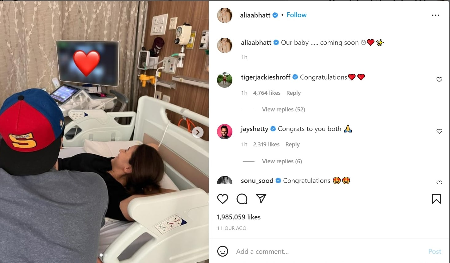 Alia Bhatt announces her pregnancy.
