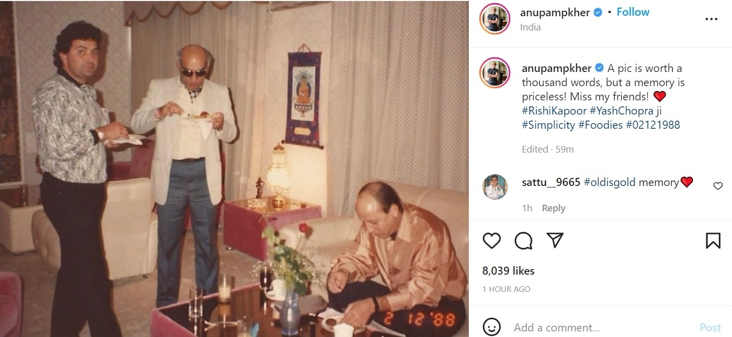 Anupam Kher shared an unseen pic on Instagram.&nbsp;