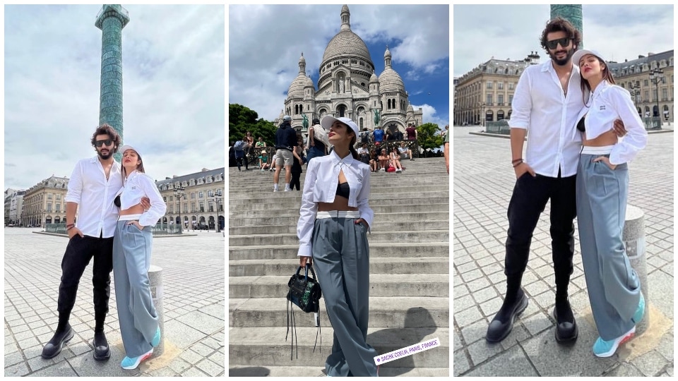 Malaika Arora and Arjun Kapoor twin in trendy outfits during brunch date in Paris. (Instagram) Malaika Arora and Arjun Kapoor twin in trendy outfits during brunch date in Paris. (Instagram)