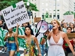 Abortion rights supporters march on Sunday during a protest in Washington, US. Abortion rights supporters march on Sunday during a protest in Washington, US. 