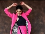 Sanjana Sanghi is currently awaiting the release of her upcoming film Om The Battle Within. The actor has started the promotions of the film in full swing. A day back, Sanjana shared a slew of pictures of herself from the promotion diaries on her Instagram profile. In a pink and a black co-ord set, Sanjana looked ravishing as ever.(Instagram/@sanjanasanghi96)