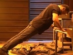 Kamal Haasan doing pushups on the sets of Vikram. Kamal Haasan doing pushups on the sets of Vikram.
