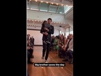 The kid who was ringbearer got nervous to walk down the aisle so his big brother carried him. (almosttripletsnyc/Instagram) The kid who was ringbearer got nervous to walk down the aisle so his big brother carried him. (almosttripletsnyc/Instagram)