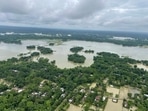 An aerial view shows flooded areas in Silchar in the northeastern state of Assam.(REUTERS)