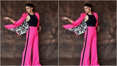 Styled by the fashion stylist house Who Wore What When, Sanjana wore her tresses into a ponytail as she posed for the cameras. (Instagram/@sanjanasanghi96)
