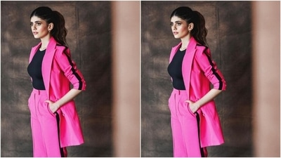 Sanjana played muse to fashion designer Ranbir Mukherjee and picked the co-ord set from his shelves. (Instagram/@sanjanasanghi96)