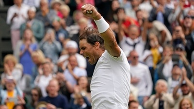 Spain's Rafael Nadal celebrates after winning against Argentina's Francisco Cerundolo (AP) Spain's Rafael Nadal celebrates after winning against Argentina's Francisco Cerundolo (AP)