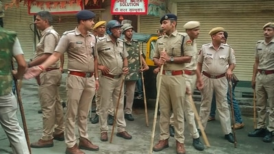Udaipur: Police personnel deployed after the murder of Kanhaiya Lal, in Udaipur. (PTI) Udaipur: Police personnel deployed after the murder of Kanhaiya Lal, in Udaipur. (PTI)