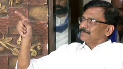Sanjay Raut speaking to media today. (ANI)