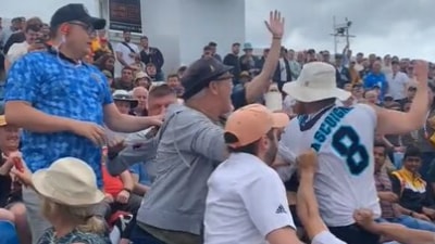 A brawl broke out during the final Test between England and New Zealand. (Twitter/@buxton_13) A brawl broke out during the final Test between England and New Zealand. (Twitter/@buxton_13)