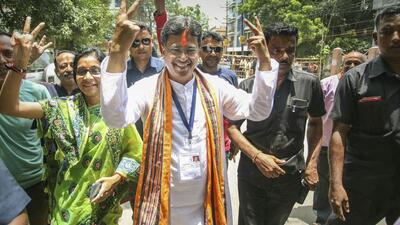 Chief minister Dr. Manik Saha defeated his nearest rival Asish Kumar Saha from Congress in Town Bordowali seat by 6104 votes (PTI) Chief minister Dr. Manik Saha defeated his nearest rival Asish Kumar Saha from Congress in Town Bordowali seat by 6104 votes (PTI)