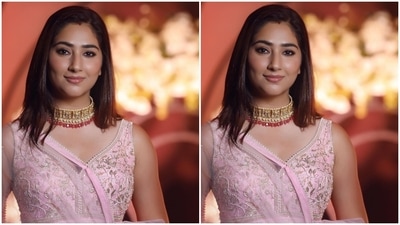 On Monday, Disha dropped several pictures of herself from a wedding function she attended with Rahul Vaidya. She slipped into a blush pink lehenga set from designer Sneha Parekh's clothing label for the occasion. Additionally, celebrity stylist Riya Jain styled Disha's beauteous look. (Instagram)