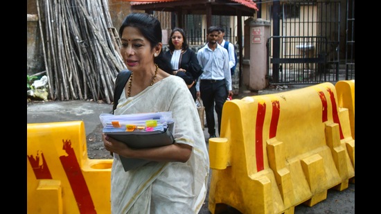 Indrani Mukerjea leaves Sessions Court after the hearing in the Sheena Bora murder case, in Mumbai, India, on Friday, June 17. (Pratik Chorge/HT PHOTO)