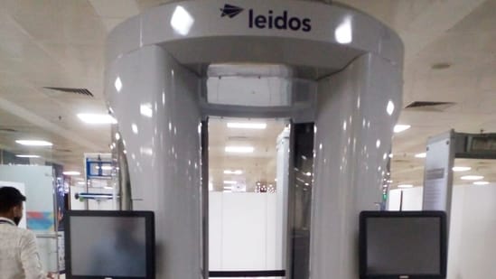 \ Delhi International Airport Limited (DIAL) has started the trials of the full-body scanner at the Terminal 2 of the Indira Gandhi International (IGI) Airport, in New Delhi.(ANI)