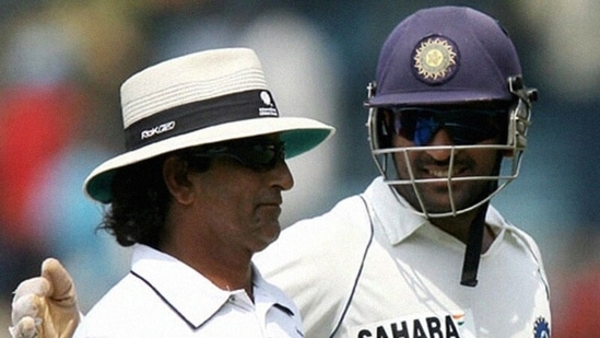 File photo of Asad Rauf (L) with MS Dhoni(AFP)