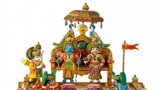 PM Modi gifted lacquerware Ram Durbar to Indonesia's President Joko Widodo - made in Varanasi, Uttar Pradesh. The principal characters in the artwork are Shri Ram, Goddess Sita, Lord Hanuman and Jatayu.(ANI)