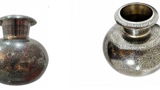 PM Modi gifted a Metal Marodi carving ‘matka’ to German Chancellor Olaf Scholz. The nickel-coated, hand-engraved brass vessel is a masterpiece from District Moradabad, which is also known as the ‘Peetal Nagari’ or ‘brass city’ of Uttar Pradesh, reported news agency ANI. An outline of the design is made with a fine engraving tool hammered with a wooden block -called ‘Marodi’.(ANI)