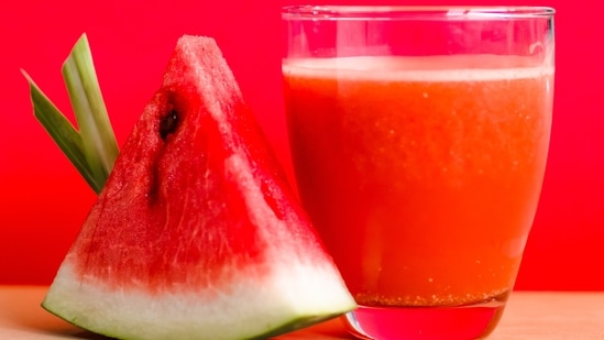 1. Watermelon juice - In an interview with HT Lifestyle, Nutritionist Sapna Patel, Co-Founder of Health Before Wealth., shared, “Nothing can beat the heat like watermelons. This delicious and refreshing fruit is not only enjoyable to eat, but it also has many health benefits. Watermelons are a great source of vitamins A, B6, and C, as well as lycopene, an antioxidant that has been linked to heart health. In addition to being a healthy snack, watermelon can also be made into a delicious and refreshing juice. Just blend up some watermelon flesh with a few mint leaves, water, or ice and enjoy. Watermelon juice is the perfect summer beverage to help you stay hydrated and cool. So next time you’re looking for a healthy and refreshing option, watermelon is an ideal choice. And don’t forget to enjoy some watermelon juice on a hot summer day. Watermelons are not only enjoyable to eat, but they also have many health benefits.” (Bruno Scramgnon)