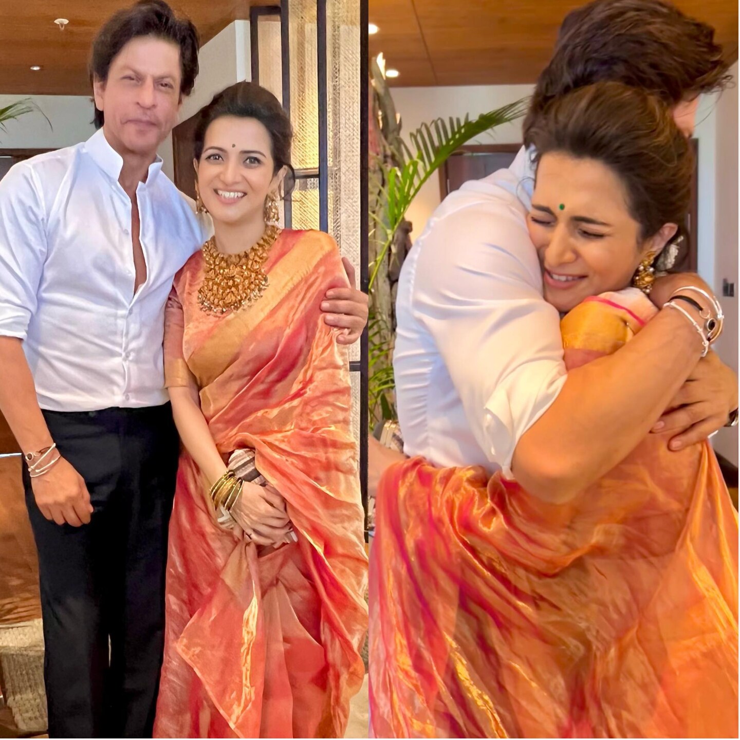 Dhivyadharshini was seen closing her eyes as she hugged Shah Rukh.
