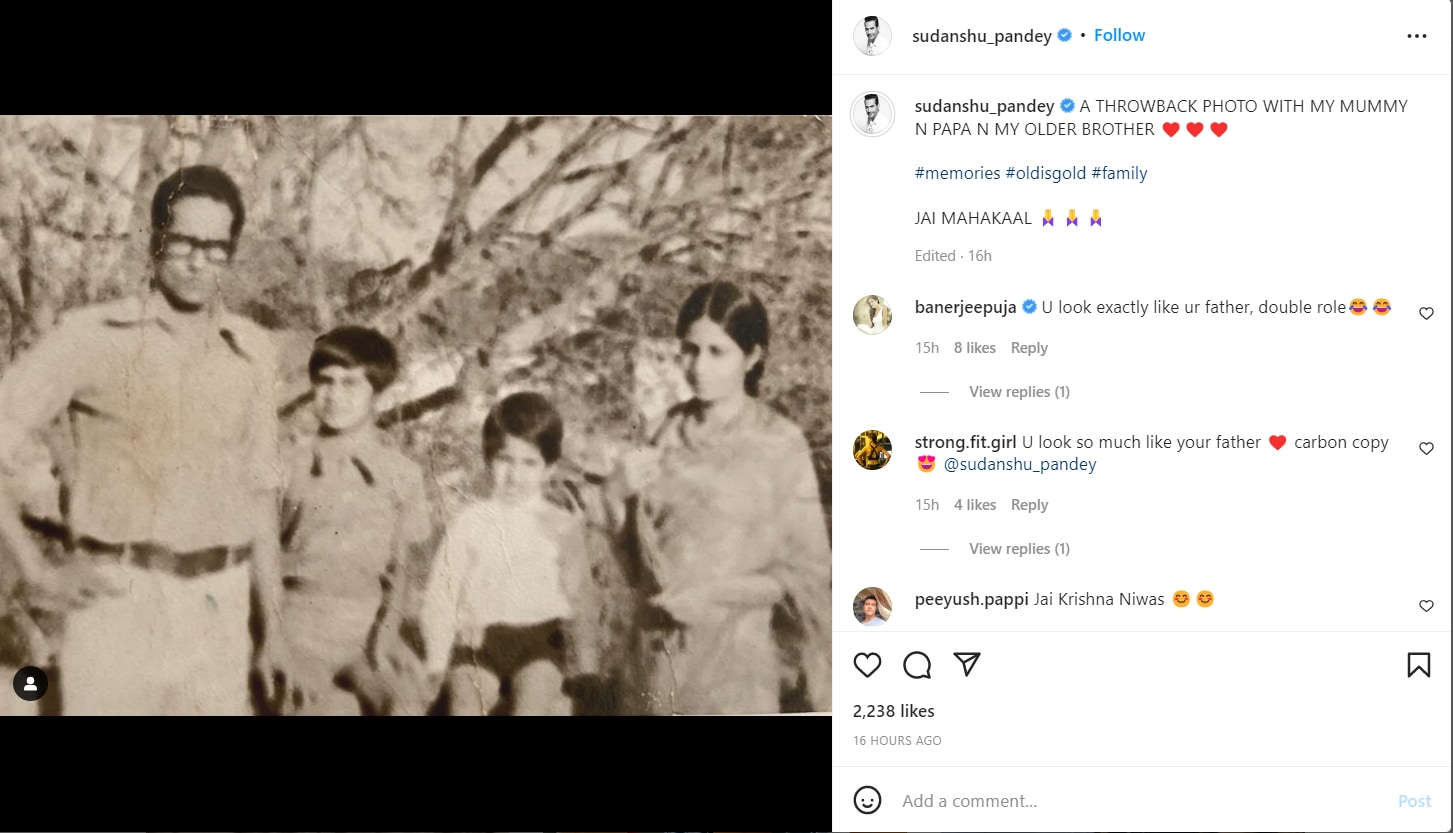 Sudhanshu Pandey's Instagram post.