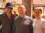 Mahesh Babu and Namrata Shirodkar with Bill Gates in New York. Mahesh Babu and Namrata Shirodkar with Bill Gates in New York.