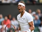 Rafael Nadal celebrates scoring a point as he plays against Francisco Cerundolo. Rafael Nadal celebrates scoring a point as he plays against Francisco Cerundolo.
