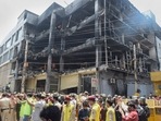 The police had to conduct DNA tests on the bodies of the 27 people who died in the blaze in Mundka, one of the most deadly fire incidents in Delhi, since they were charred beyond recognition.(PTI) The police had to conduct DNA tests on the bodies of the 27 people who died in the blaze in Mundka, one of the most deadly fire incidents in Delhi, since they were charred beyond recognition.(PTI)