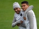 Thiago Silva with Neymar Thiago Silva with Neymar