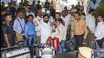 Rebel Shiv Sena leader Eknath Shinde with supporting MLAs arrives at Guwahati International Airport, Wednesday, June 29, 2022. After delaying their departure by around two hours, the dissident MLAs decided to leave for Goa, from where they will go to Mumbai for the floor test on Thursday. (PTI Photo) Rebel Shiv Sena leader Eknath Shinde with supporting MLAs arrives at Guwahati International Airport, Wednesday, June 29, 2022. After delaying their departure by around two hours, the dissident MLAs decided to leave for Goa, from where they will go to Mumbai for the floor test on Thursday. (PTI Photo)