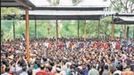 People attend the funeral procession of tailor Kanhaiya Lal in Udaipur on Wednesday. (PTI) People attend the funeral procession of tailor Kanhaiya Lal in Udaipur on Wednesday. (PTI)