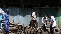 Forensic experts collect evidence from the site of the explosion. (Manoj Patil/HT Archive)