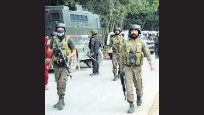 Police said that acting on specific input regarding the presence of militants in Nowpora, Mir Bazaar area of Kulgam in Jammu and Kashmir, a joint cordon and search operation was launched by Police, Army (9RR) in the said area. (PTI File Photo) Police said that acting on specific input regarding the presence of militants in Nowpora, Mir Bazaar area of Kulgam in Jammu and Kashmir, a joint cordon and search operation was launched by Police, Army (9RR) in the said area. (PTI File Photo)