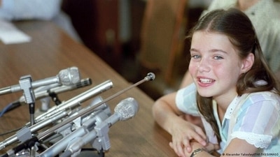 'America's Youngest Ambassador' spoke with the press on her trip to Russia in 1983 (Alexander Yakovlev/ITAR-TASS/IMAGO	)