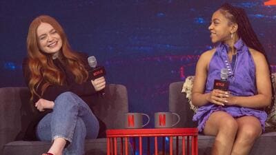 Stranger Things actors Sadie Sink (left) and Priah Ferguson during a fan event in Sydney, Australia ahead of season 4 finale. Stranger Things actors Sadie Sink (left) and Priah Ferguson during a fan event in Sydney, Australia ahead of season 4 finale.