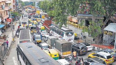 The Bruhat Bengaluru Mahanagara Palike (BBMP) said on Wednesday that it would work on short-term and long-term solutions to help ease traffic congestion and help smoother vehicular flow in major traffic choke points in the city. (PTI)