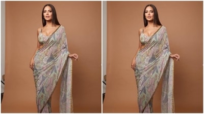 Esha Gupta earlier made fans go gaga over her ethnic look in a pastel floral saree which she teamed with a matching sleeveless blouse.&nbsp; (Instagram/@egupta)