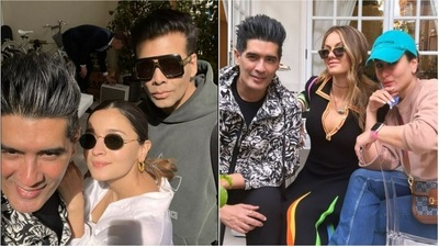 Manish Malhotra, Alia Bhatt, Karan Johar, Natasha Poonawalla, and Kareena Kapoor in London.