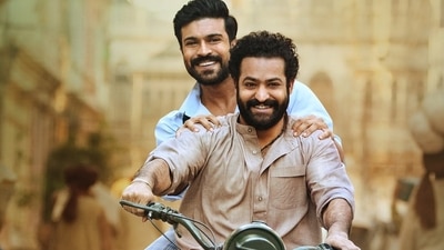 NTR Jr and Ram Charan in RRR, a film about a friendship between two freedom fighters in the 1920s. NTR Jr and Ram Charan in RRR, a film about a friendship between two freedom fighters in the 1920s.