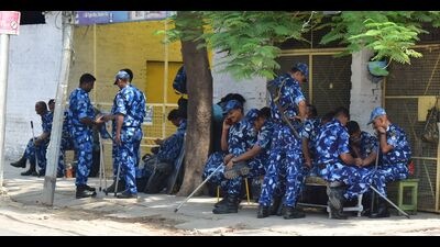 Security forces deployed in old city area in Prayagraj. (HT File)