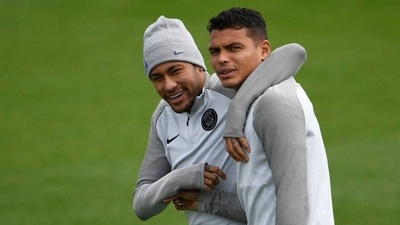 Thiago Silva with Neymar Thiago Silva with Neymar