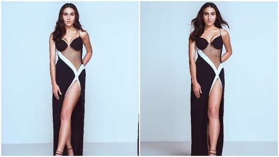 Sara Ali Khan never misses an opportunity to get all dolled up and step out looking like a total diva. The Kedarnath actor earlier gave the fashion police a run for their money as she stepped out donning this black strappy gown featuring a prominent thigh-high slit.(Instagram/@saraalikhan95)