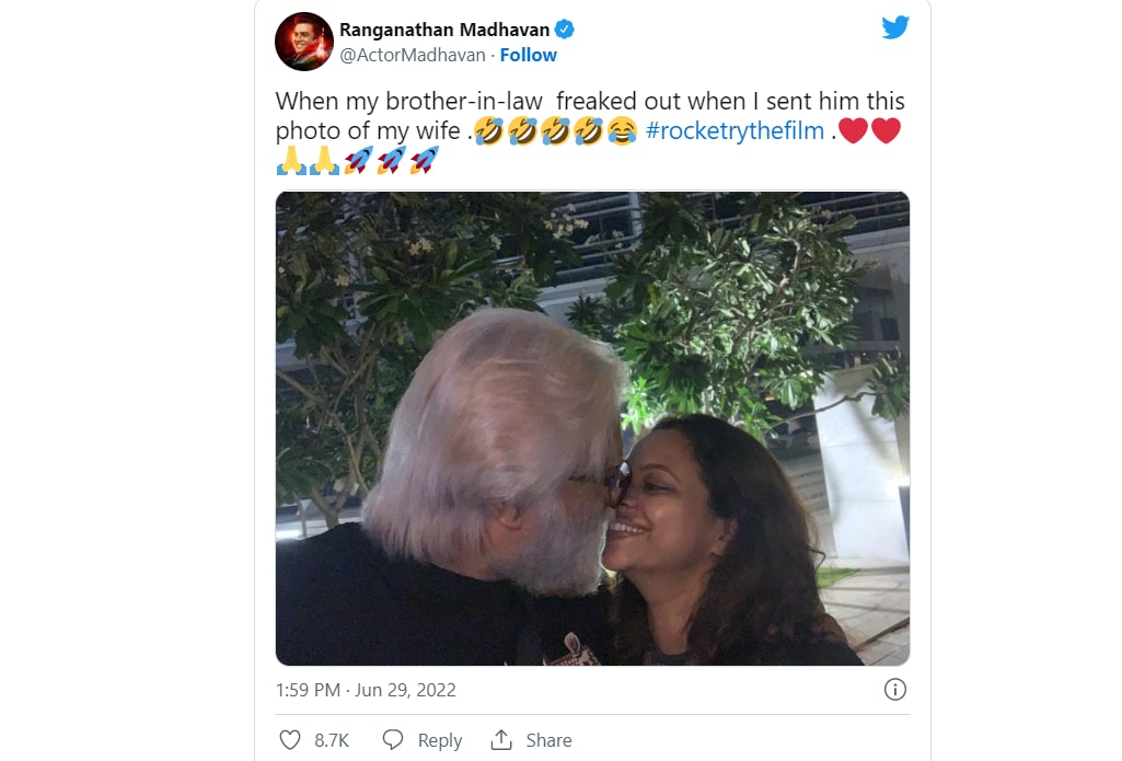 R Madhavan dice que su cuñado "se asustó" cuando le envió esta foto de su esposa Sarita