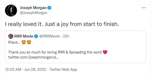 This is not the first time that a Hollywood celebrity has praised RRR.