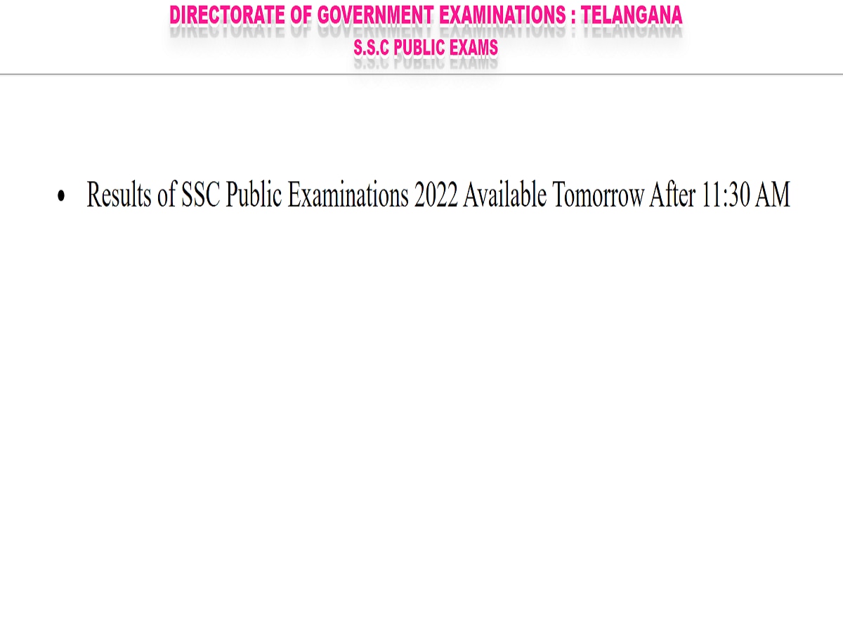Telangana board SSC result: Official website Telangana board SSC result: Official website