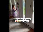 The toddler ran towards her little brother when he came home. (aria_and_luke/Instagram) The toddler ran towards her little brother when he came home. (aria_and_luke/Instagram)