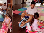 Inaaya Naumi Kemmu tricycles with dad Kunal Kemmu.