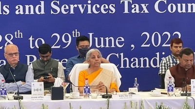 Union Finance Minister Nirmala Sitharaman chairs the second day of the 47th meeting of the GST Council, in Chandigarh on Wednesday. (Ministry of Finance twitter) Union Finance Minister Nirmala Sitharaman chairs the second day of the 47th meeting of the GST Council, in Chandigarh on Wednesday. (Ministry of Finance twitter)
