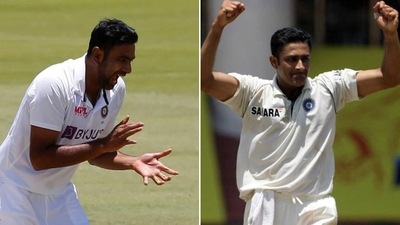 Ravichandran Ashwin (L) and Anil Kumble