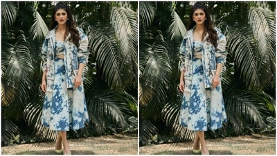 Sanjana played muse to fashion designer houses Zara and Shahin Mannan and picked a tie and dye printed co-ord set from their shelves. (Instagram/@sanjanasanghi96)