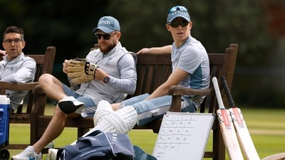 England head coach Brendon McCullum and Zak Crawley during nets (Action Images via Reuters)